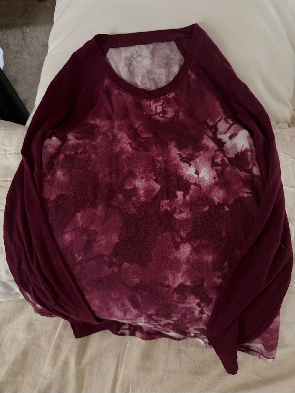 Justice Maroon Tie-Dye Crewneck Shirt